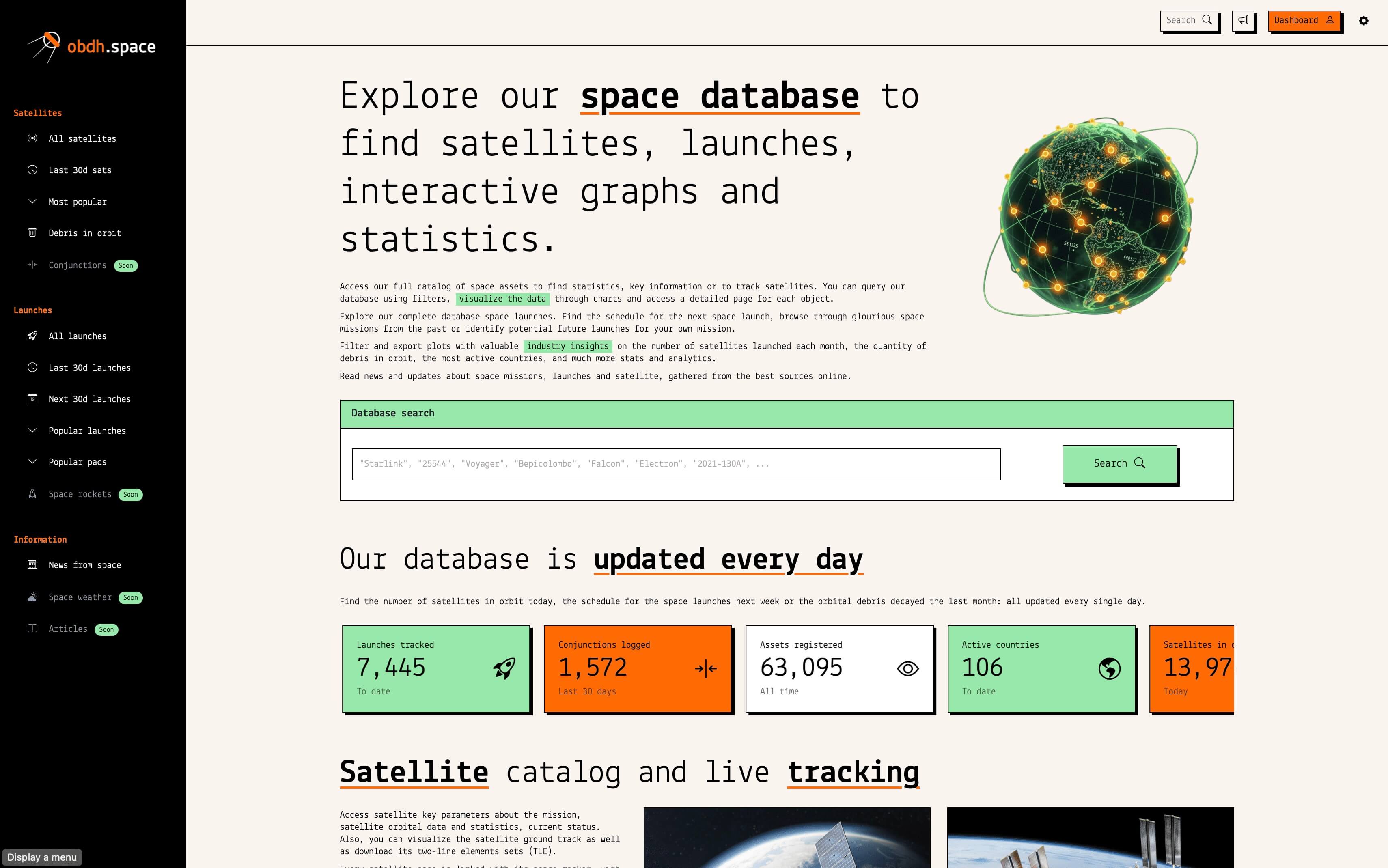 Sample data from obdh.space