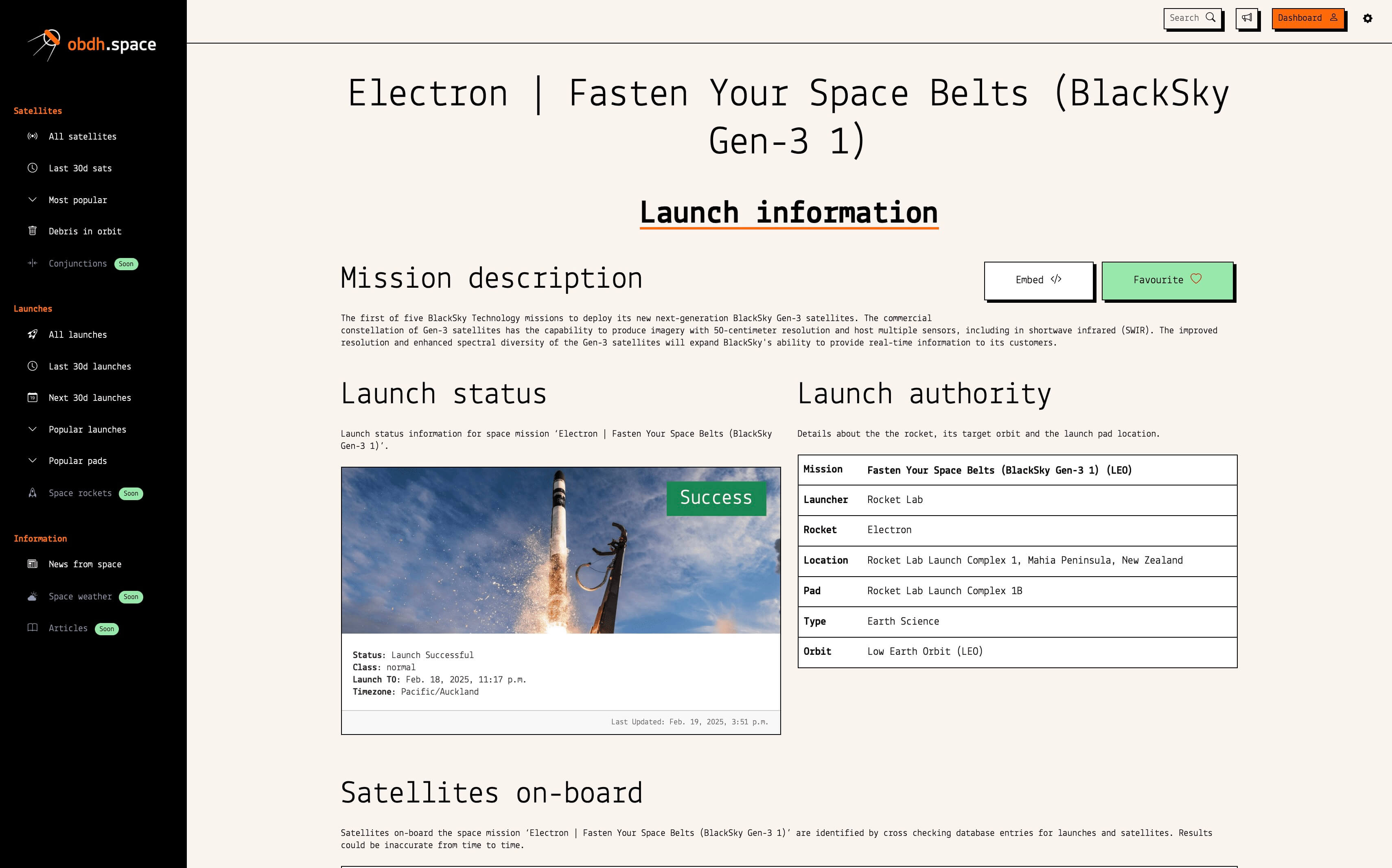 Sample data from obdh.space