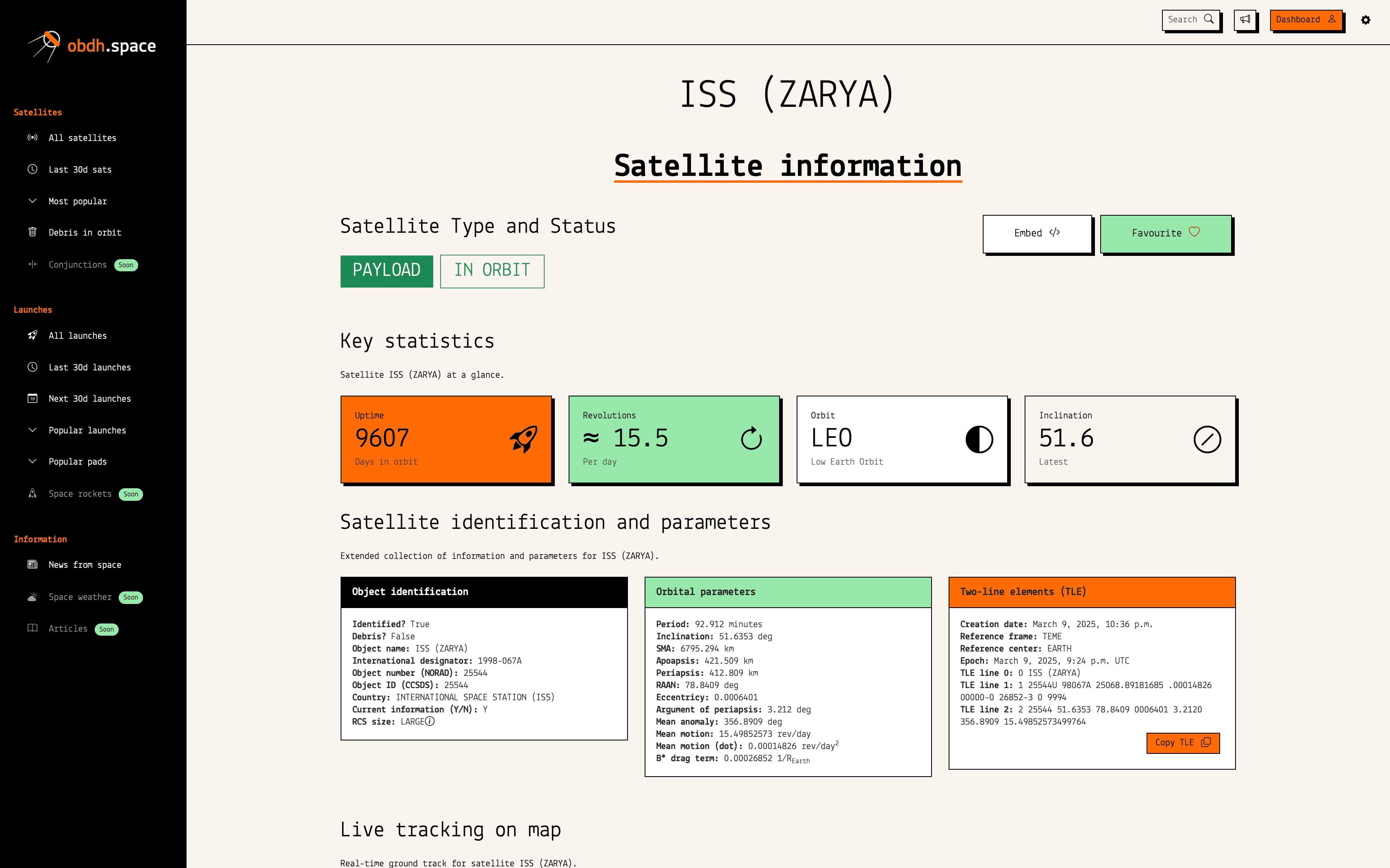 Sample data from obdh.space